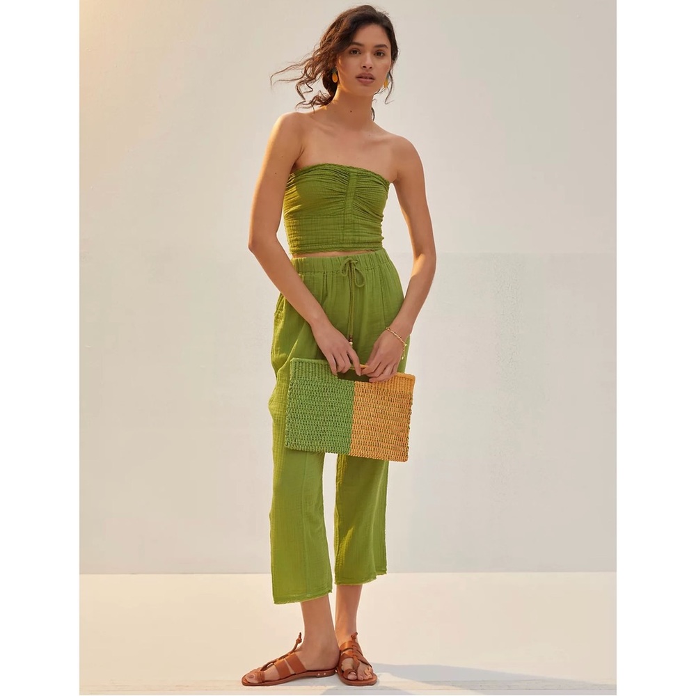 Anthropologie Colorblocked Straw Clutch - Green NWT - Picture 2 of 12